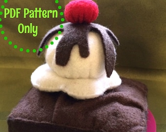DIY PDF Pattern Download - Realistic Waldorf Inspired Felt Brownie and Icecream Play Food Plush Toy for Kids