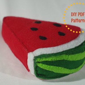 DIY PDF Pattern - Realistic Waldorf Inspired, Felt Watermelon Slice Play Food plush toy for Kids