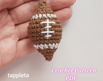 Football keychain crochet pattern, American football amigurumi keychain, Sport fans gift crochet pattern no sew