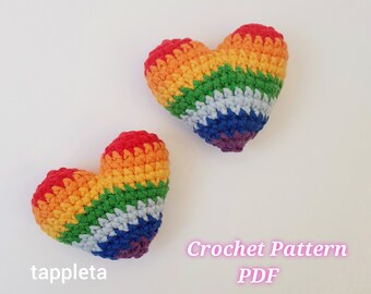 Rainbow Heart crochet pattern, Pride Heart keychain pattern, Heart rainbow amigurumi pattern, Rainbow heart ornament