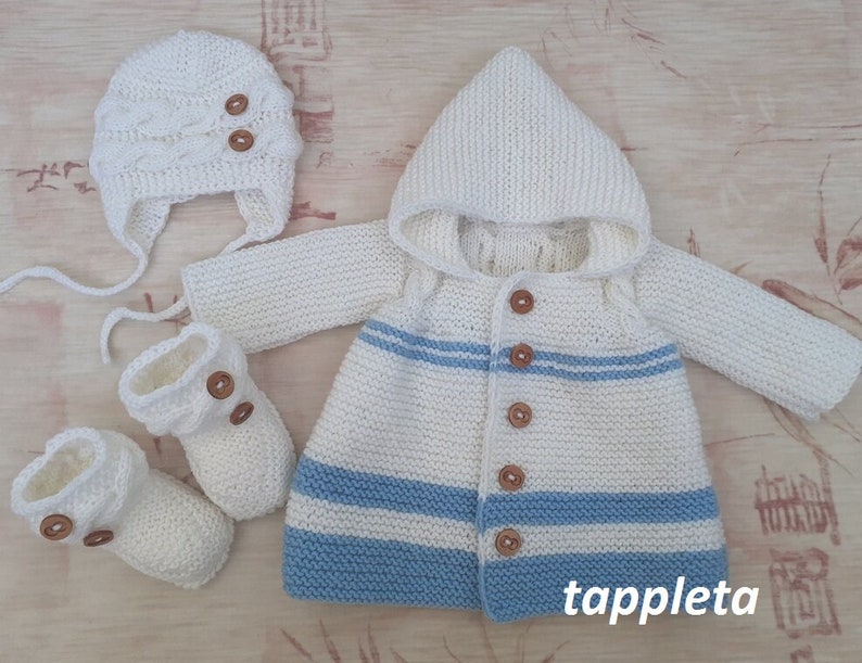 baby boy coming home outfit baby boy set hat and booties newborn winter clothes knitted sweater set boy striped sweater newborn clothes