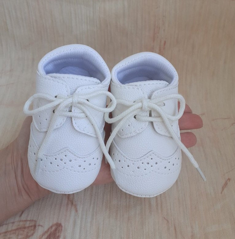 Zapatos de bautismo para bebés zapatos blancos niño - Etsy México