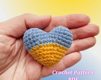 Crochet Heart Keychain Pattern, Stand with Ukraine, Pray for Ukraine, Heart Keychain Ukrainian Flag Blue and Yellow, Easy Crochet