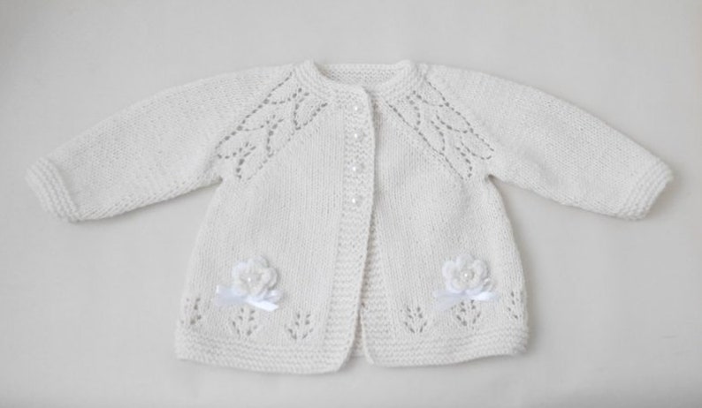 baby girl white christening cardigan