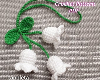Lilly of the valley charm crochet pattern, Crochet car charm flowers pattern, Bag charm flower, Hanging car accessory, Teacher Appreciation