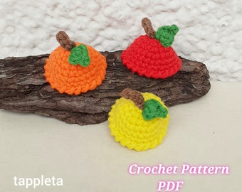fruit hats mini crochet pattern, mini pumpkin hat, small hat for amigurimi doll, crochet hats for dolls, tiny halloween crochet pattern pdf