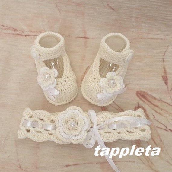 ivory baby booties