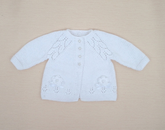 White baby cardigan baptism sweater for 