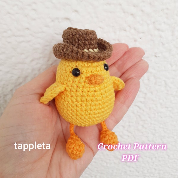 Cowboy chick crochet pattern pdf, Amigurumi leggy chicken with cowboy hat pattern