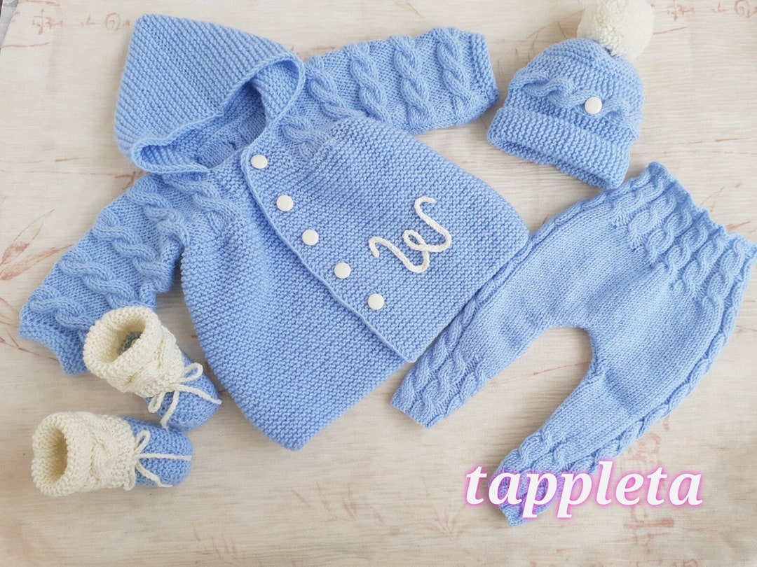 Sky Blue Baby Boy Outfit, Baby Boy Coming Home Outfit, Monogrammed