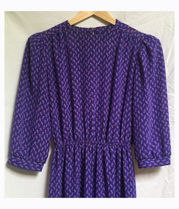 Sheer puff sleeve 1980's ditsy floral dress