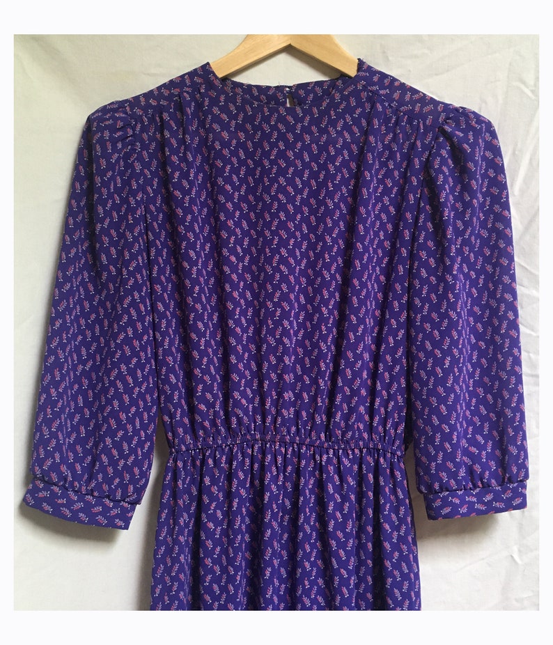 Sheer puff sleeve 1980/'s ditsy floral dress