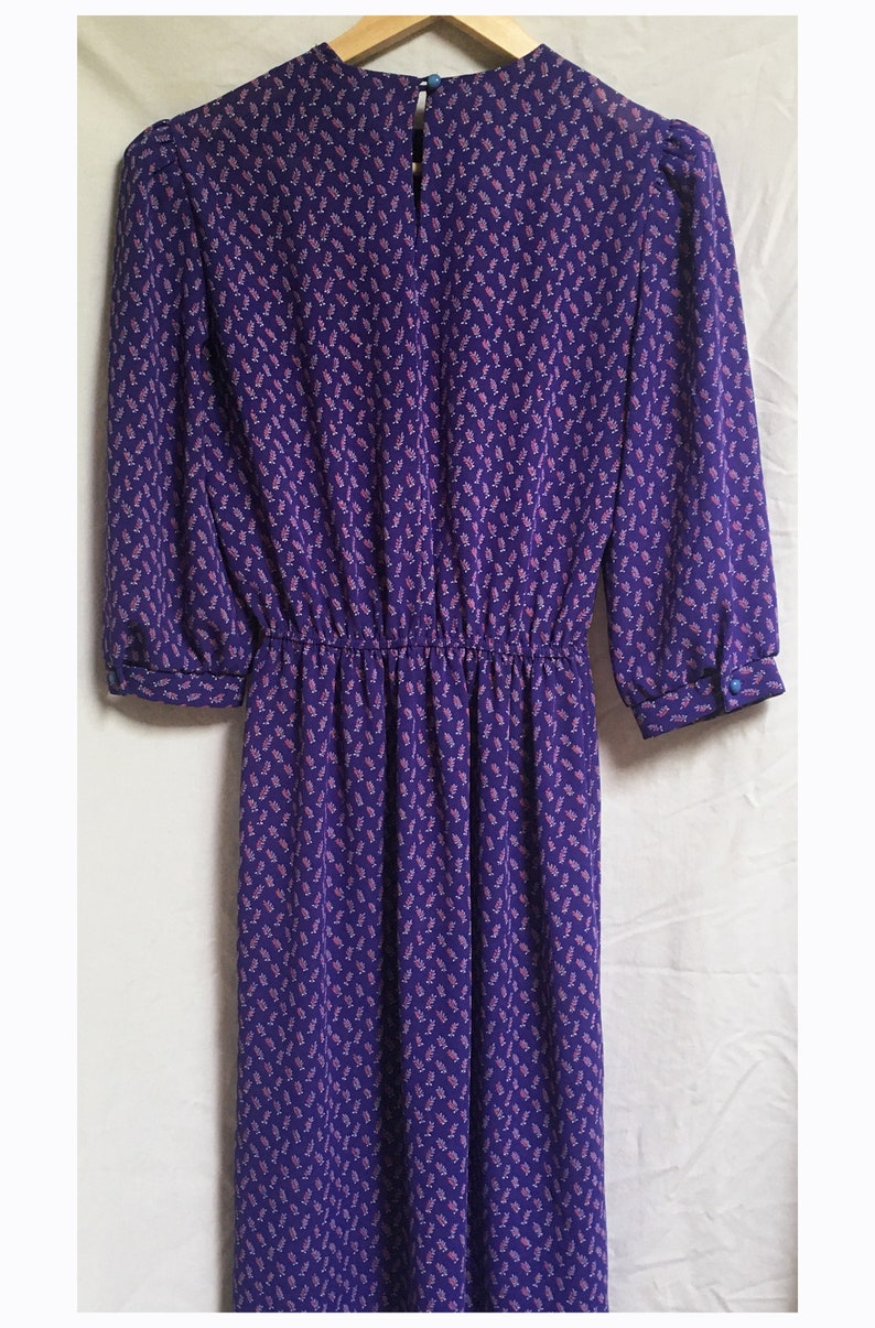 Sheer puff sleeve 1980/'s ditsy floral dress