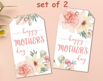 Muttertags-Druck für Mama zum Ausdrucken, 2er-Set, Geschenkanhänger zum Ausdrucken, Happy Mother's Day-Teekarte, Druck 2"x3,5"