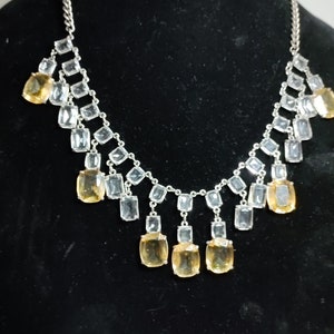 1930 Vaseline/uranium chandelier emerald cut necklace