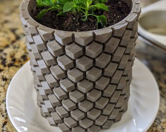 Plantador Geométrico Cilíndrico - 5 1/8" x 4 1/2" 3D impreso para suculentas, plantas pequeñas