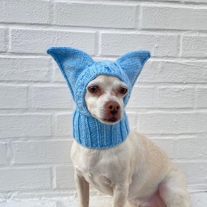 Bat Ears SMALL Dog Hat Winter Snood Hood, Alien Dog Balaclava Ears Neck warmer Animal Costume Halloween Hat Chihuahua Dog Christmas Pet Gift