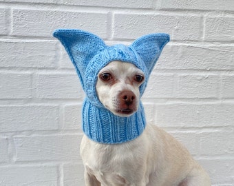 Bat Ears SMALL Dog Hat Winter Snood Hood, Green Alien Dog Balaclava Ears Neck warmer Animal Costume Hat Chihuahua Mothers Day Dog Gift