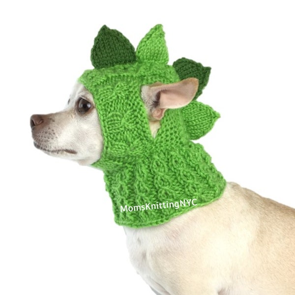 Dragon Dinosaur Dog Hat with Ear Holes, Dragon Dinosaur SMALL DOG Hat Snood Hood, Halloween Dog Costume Winter Hat Balaclava Christmas Gift