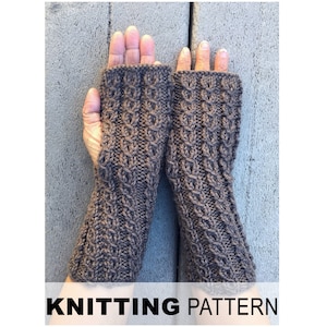 Fingerless Arm Warmer KNIT PATTERN Unisex Mock Cable Gloves, Instant Download PDF