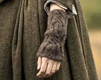 Claire Outlander Guantes sin dedos Brazo Muñeca Calentador Mittens, Guantes Sassenach Mitten, Guantes unisex sin dedos Outlander Regalo PEQUEÑO TAUPE