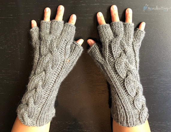 Gray Half Finger Gloves Fingerless Gloves Womens Finger 