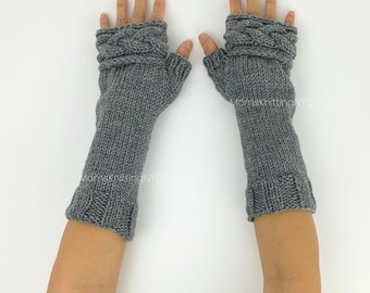 Claire Outlander Fingerless Knit Gloves Celtic Braid, Claire