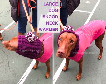 Large Dog Snood Cowl Winter Hat HANDKNIT WOOL Beagle Labrador Pitbull, Chihuahua Hat Ear Neck Warmer Whippet Valentines Day Dog Lover Gift