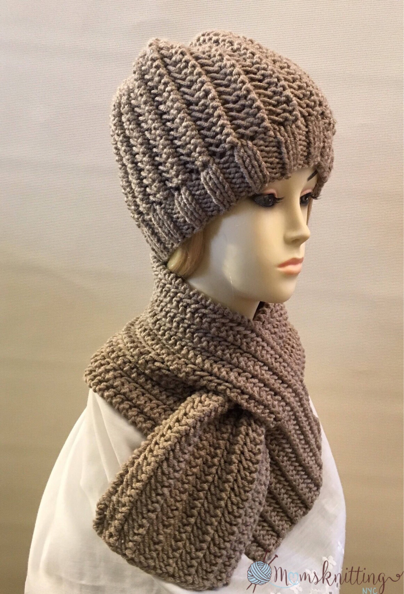 Easy Ribbed Chunky Keyhole Scarf KNIT PATTERN Unisex Scarf Etsy