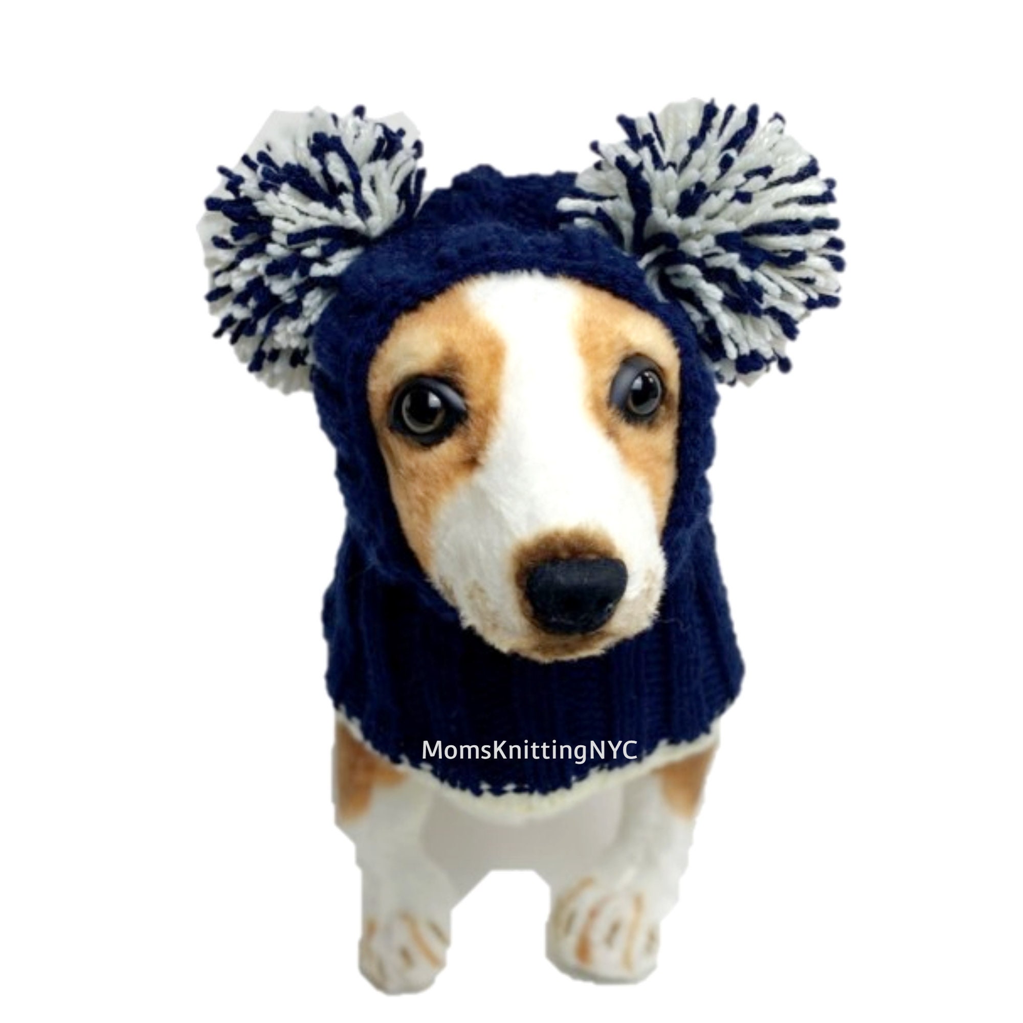 BLUE Dog Hat Double Pom Beanie SMALL Dog Winter Snood Hood Etsy