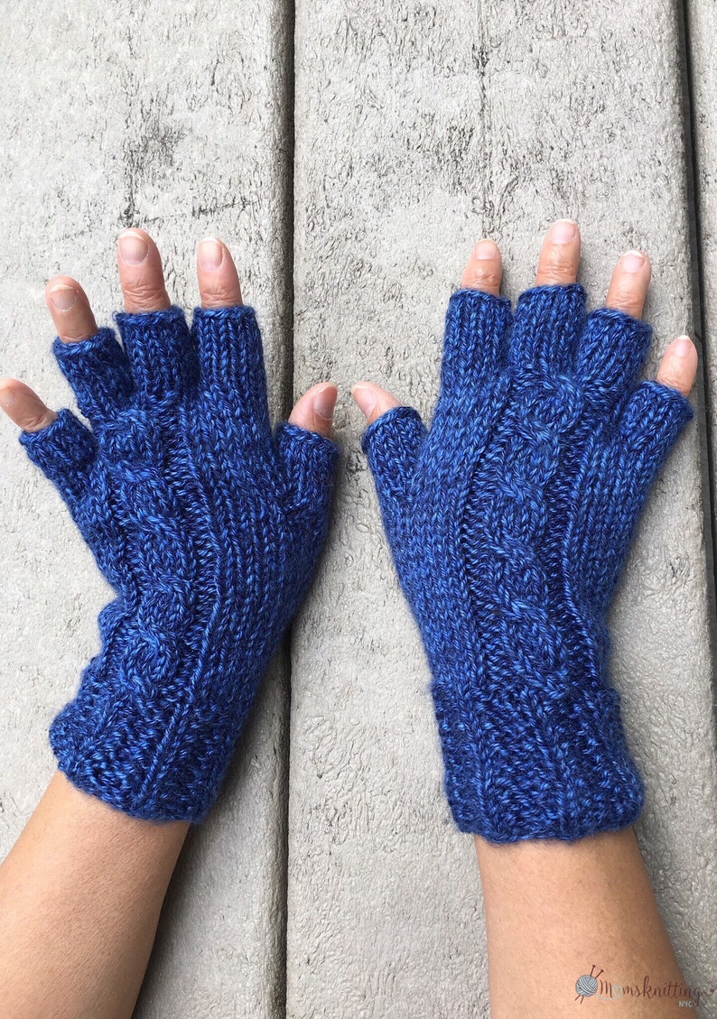 KNIT PATTERN UNISEX Half Finger Gloves Short Fingers Cable Etsy