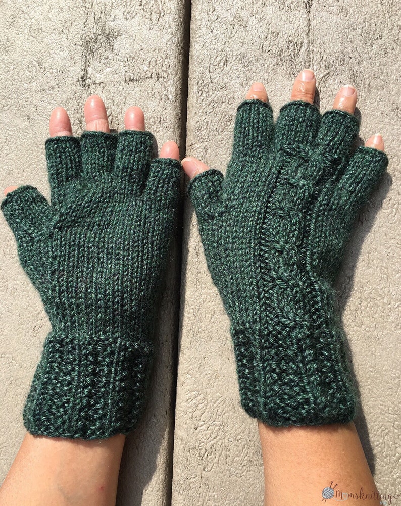 KNIT PATTERN UNISEX Half Finger Gloves Short Fingers Cable Etsy