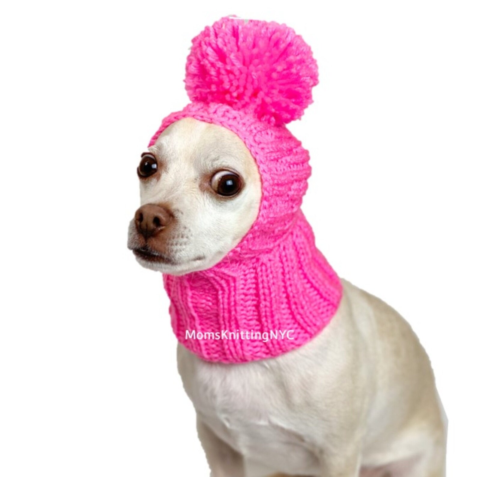 PINK SMALL DOG Balaclava Hat Snood Hood Pompom Dog Hat Etsy