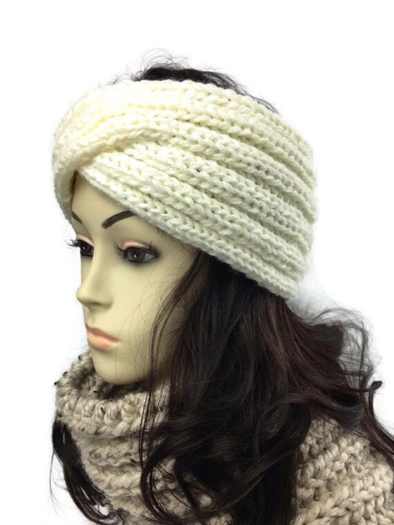 Headband Chunky Knit Turban Twist Unisex Hand Knit To Order
