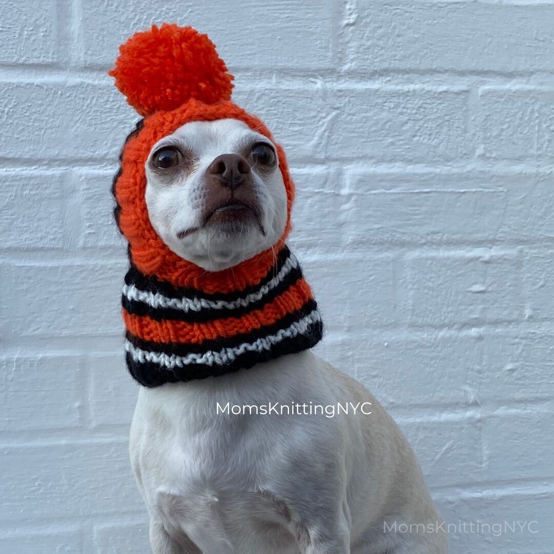 Football Baseball SMALL DOG Winter Hat Pom Pom Snood Hood, Balaclava
