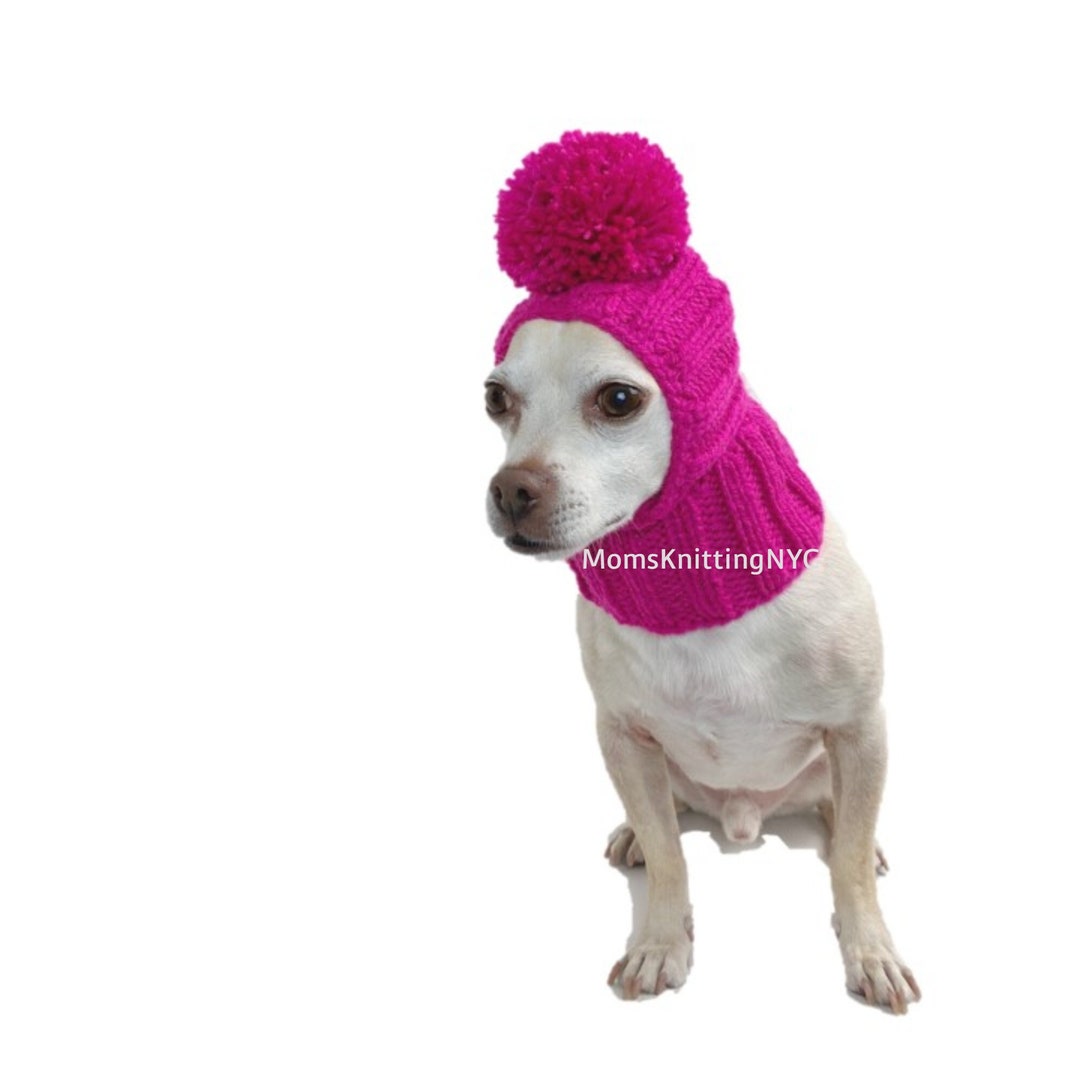 PINK Small DOG Balaclava Winter Hat Snood Hood, Valentines Day Dog Hat