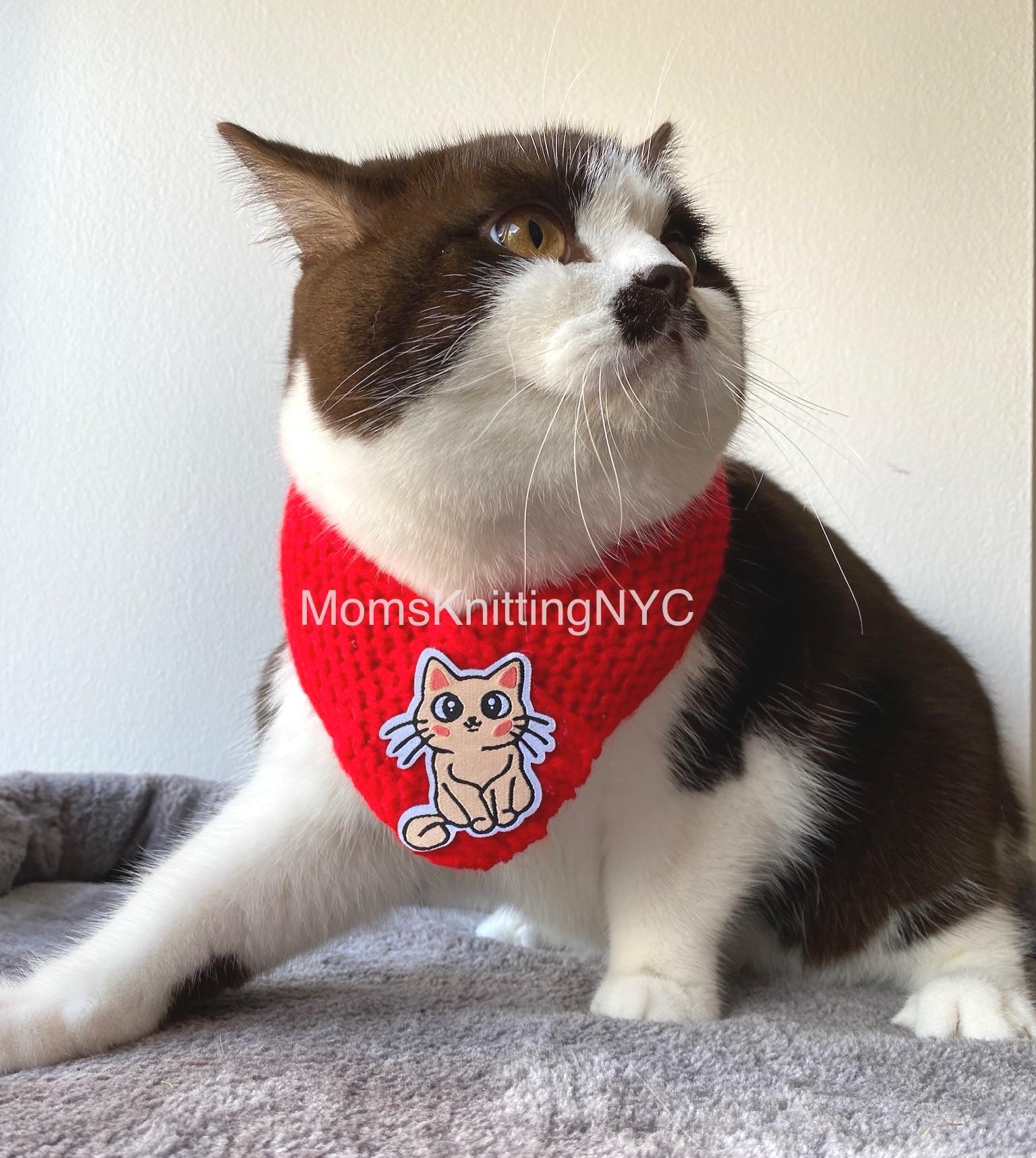 Cat Pet Collar Handknit Scarf Costume Fan Gift, Knit Pet Scarf
