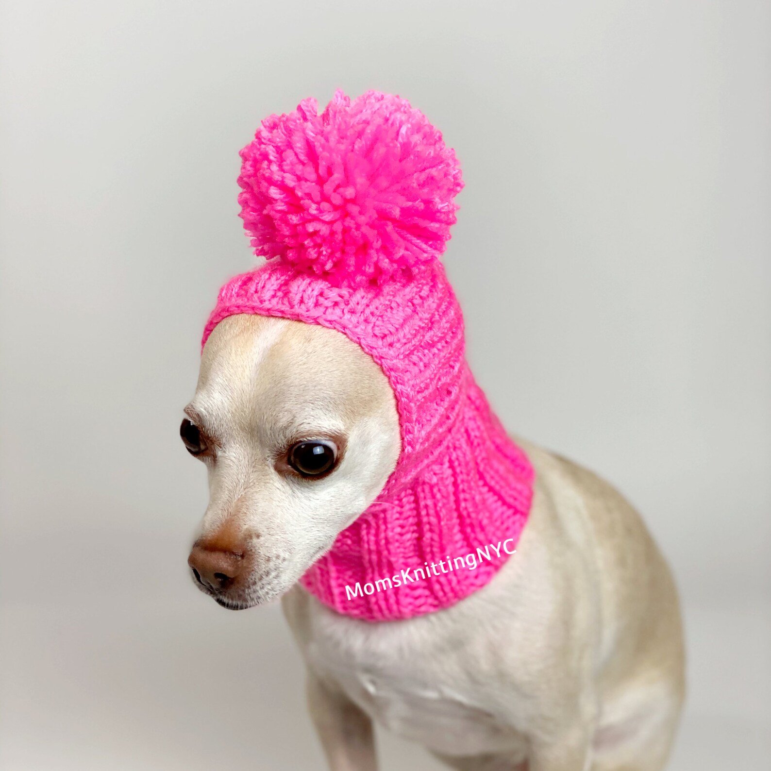 PINK SMALL DOG Balaclava Hat Snood Hood Pompom Dog Hat Etsy
