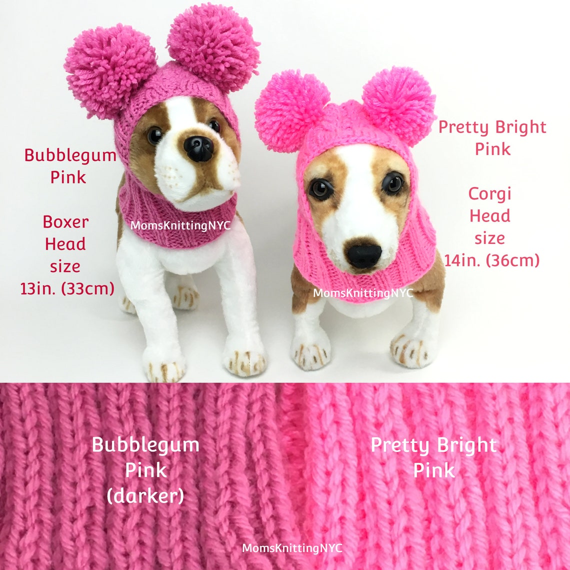 Pink Dog Hat SMALL Balaclava Dog Pom Pom Winter Snood Hood Etsy