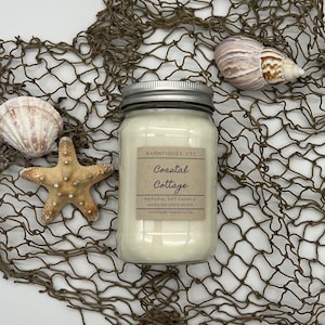 Coastal Cottage Soy Candle | Mason Jar Soy Candle | 16oz | Scented Candle | Soy Candle