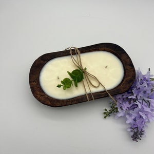 French Lilac Dough Bowl Candle / Wood Bowl Candle / Soy Candle / 3 Wick Candle / Hand Poured / 100% Soy Wax / Scented Candle