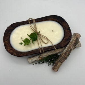 White Birch Dough Bowl Candle / Wood Bowl Candle / Soy Candle / 3 Wick Candle / Hand Poured / 100% Soy Wax / Scented Candle
