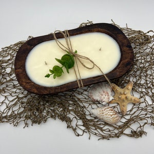 Coastal Cottage Dough Bowl Candle / Wood Bowl Candle / Soy Candle / 3 Wick Candle / Hand Poured / 100% Soy Wax / Scented Candle