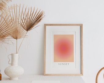 SUNSET | Boho Gradient Art Print, Original Artwork Print, Trendy Print, Digital Downloads Wall Print Dorm Room Art Stylish Art Print Digital