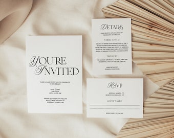 CLASSIC | Bespoke Wedding Invite | Neutral Modern Wedding, Custom Wedding Invitation, Boho Wedding Minimalist Modern Wedding Printable