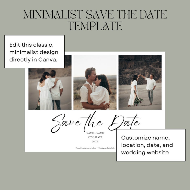 CLASSY Modern Minimal Photo Save the Date Editable Template, Printable Save The Date, Canva Save Our Date, Save The Date Template image 3
