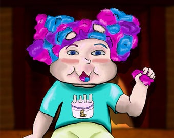 Geburtstagskarte mit Cotton Candy Girl