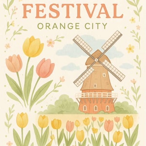 Livre de coloriage Festival des tulipes - Orange City, Iowa | PDF imprimable pour les enfants | The Kindred Paper Co.