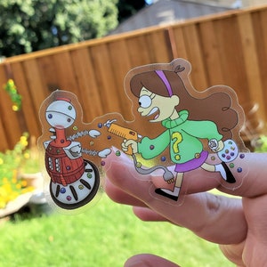 Gravity Falls/Mystery Science Theater 3000 Mabel Pines/Tom Servo Mashup Clear Vinyl Sticker
