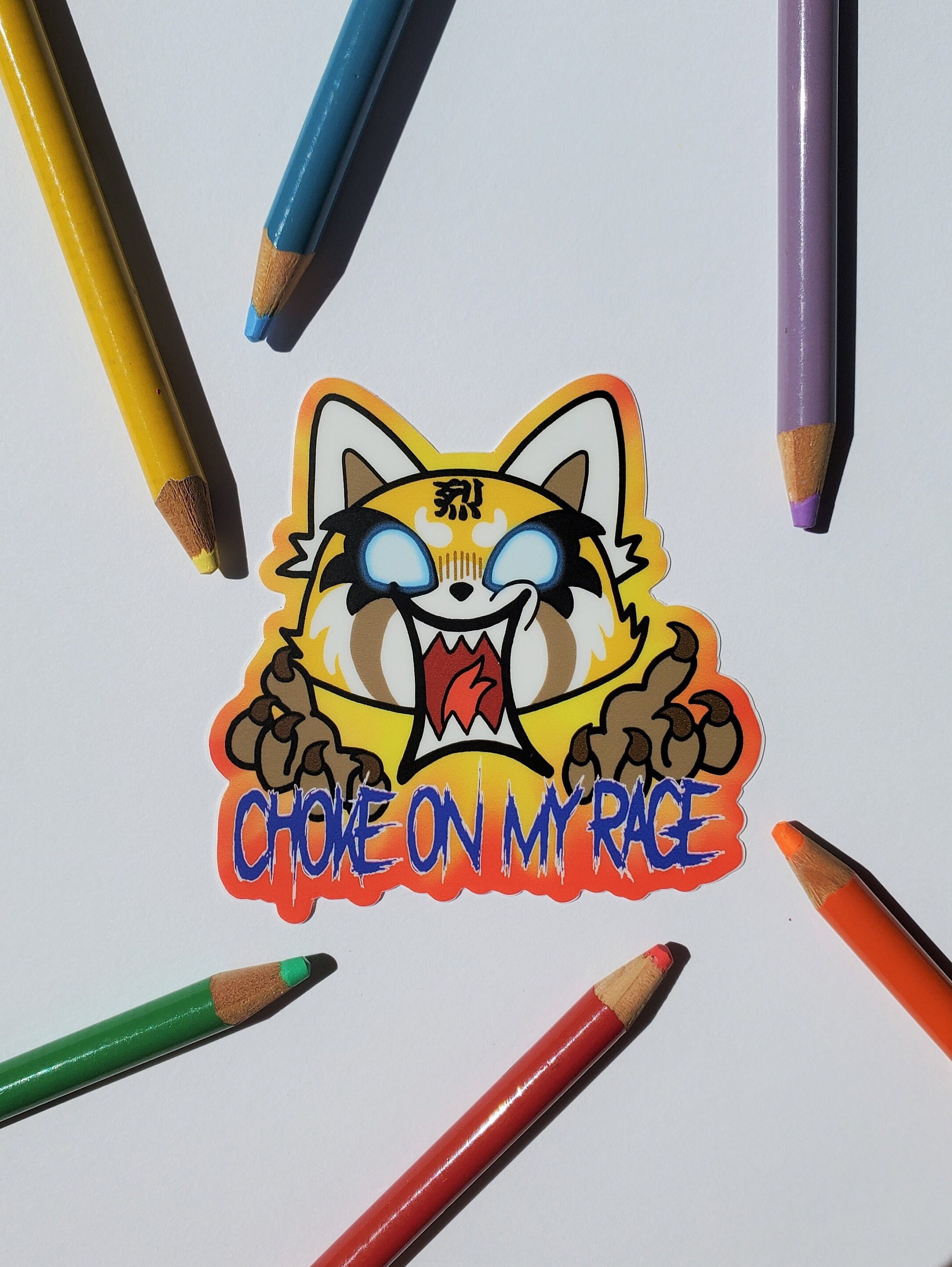 Choke on My Rage Aggretsuko Fanart Vinyl Sticker - Etsy